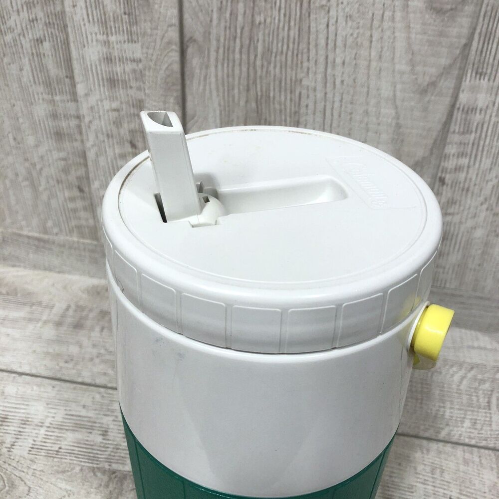 Vtg 1992 Retro Coleman Water Drink Cooler Jug Neon Teal green Yellow 5590 retro - Picture 7 of 9